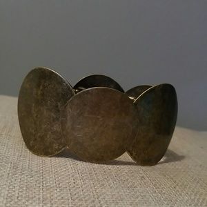 Bronze metal disc stretchy cuff bracelet