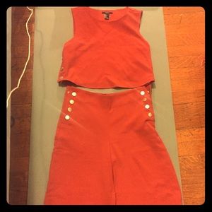 Forever 21 two-piece crop top with wide leg pants