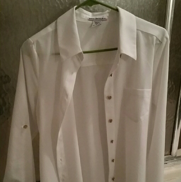 White with gold buttons button-down