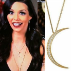 🌙Celeb Style Pave Goldtone Moon Necklace🌙