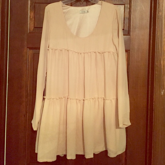 Nude Sheer Long Sleeve Shift Dress