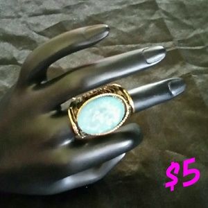 Teal and bronze cocktail ring