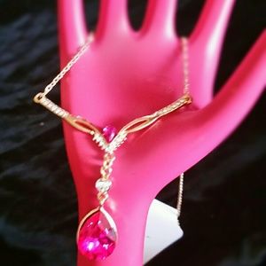 Pink drop necklace