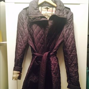 Purple Burberry Quilted Trench