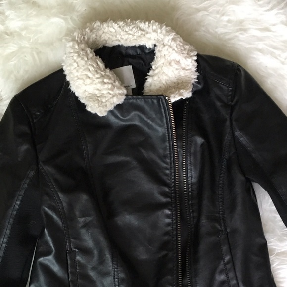 Halogen Jackets & Blazers - Leather jacket w/ fur NEW