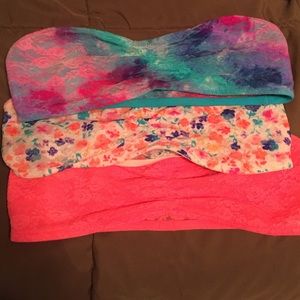 3 VS PINK strapless bras