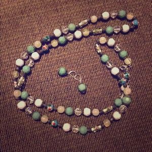 Beaded necklace and earrings