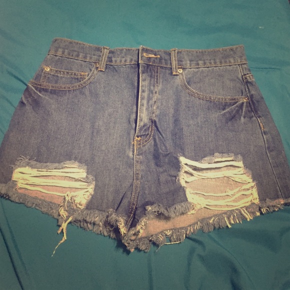 High waisted denim shorts