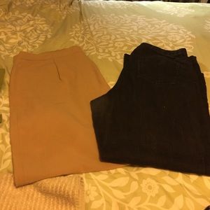 Black jeans & tan slacks.