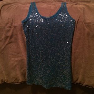 Teal sequin tank