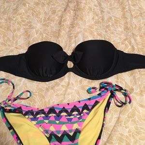 Strapless Black Bikini-Bow Top