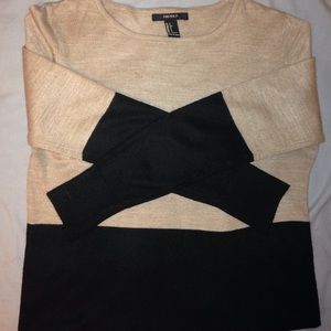 Cream and Black blocked sweater