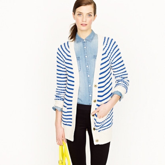 J.Crew Ripplestitch Cardigan (Stripe) - Picture 1 of 4