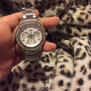 Multi color stoned fossil watch