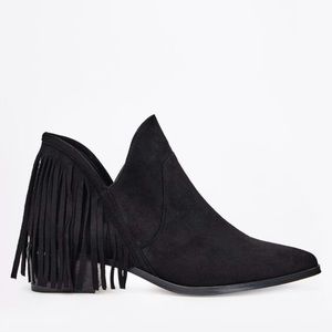 Pointed Toe Fringe Ankle Bootie