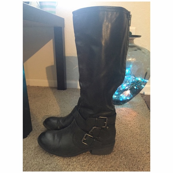 Tall Black Moto boots