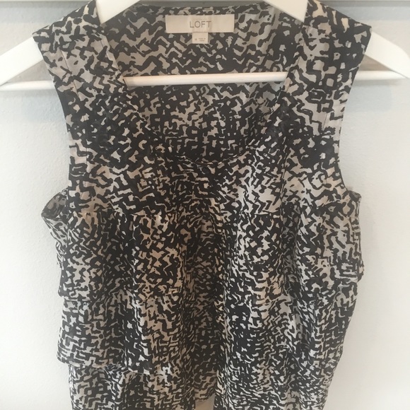 LOFT black and white ruffle tank