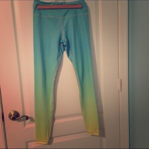 Mint neon yellow ombré yoga pants