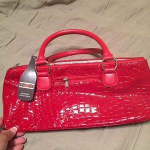 Bright red insulated wine clutch