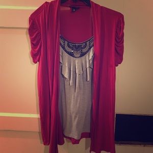 AB Studio Pink and gray top
