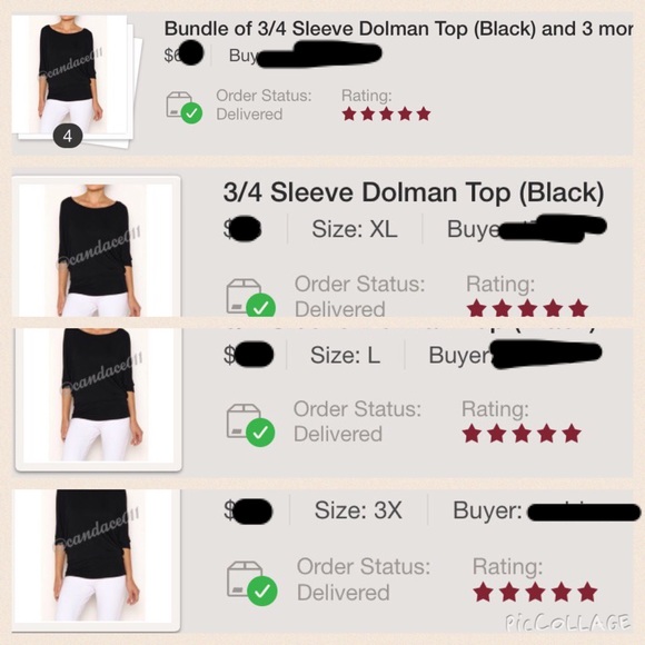 ⭐️5 STAR Rated!⭐️ 3/4 Sleeve Dolman Top (Black) - Picture 2 of 2