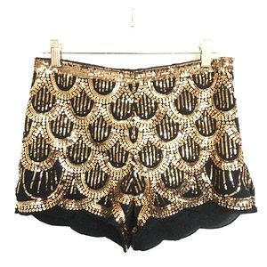 Gold & Black Sequin Shorts