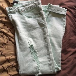 Mint Ripped Skinny Jeans