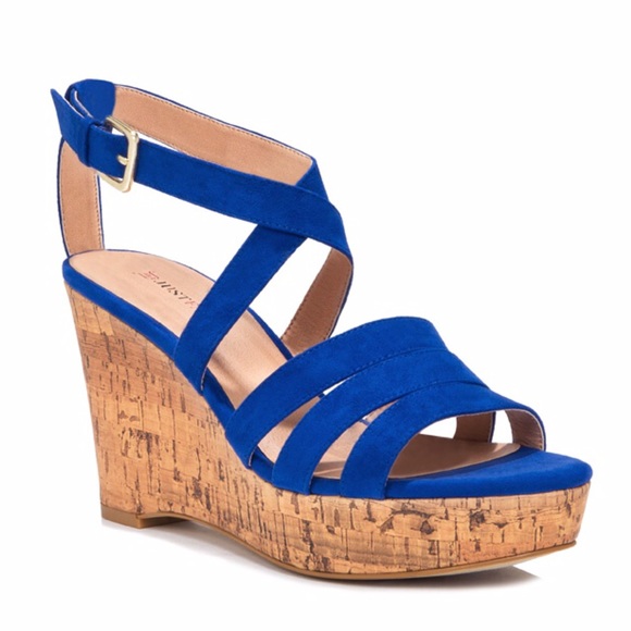 Cobalt Blue Platform Wedge Sandals