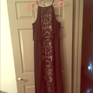 Black and lace floor length dress