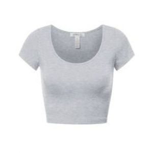 Grey Scoop Neck Crop