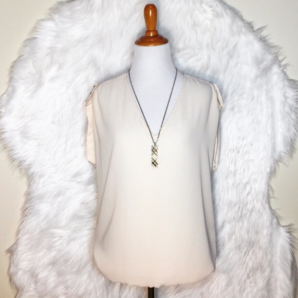 Zara Tops - Zara Cream Crepe Gold Studs Top