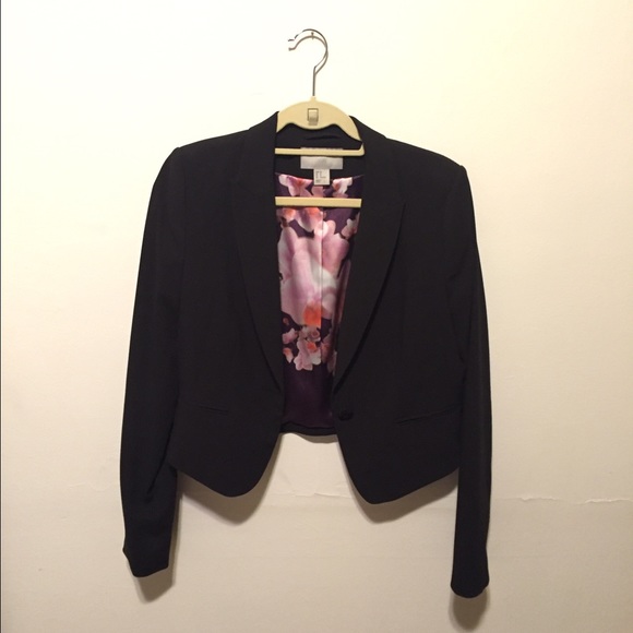 H&M short blazer with silk floral print lining