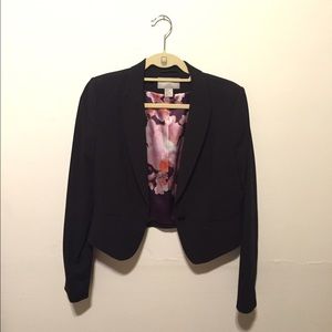 H&M short blazer with silk floral print lining