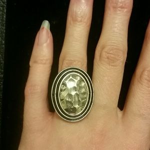 Oval silver ring
