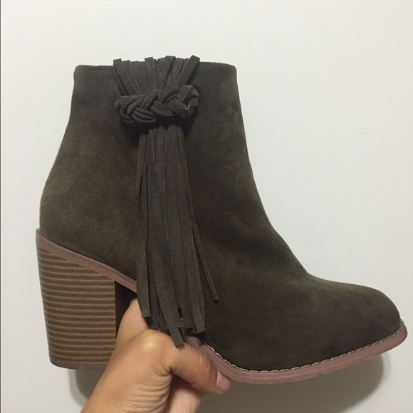 Forever 21 olive green suede ankle boots