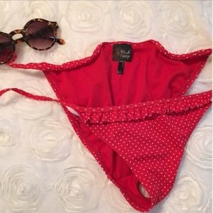 Red and white Black Poppy polka dot bikini bottom