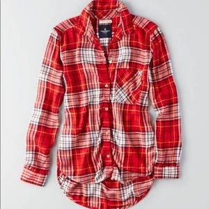 AEO boyfriend plaid button down