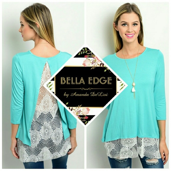 Bella Edge Boutique  Tops - 🎉HP🎉 Mint white lace tunic top