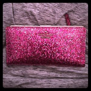 Kate Spade glitter bug Stacy wallet. Hot pink
