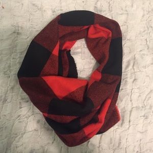 Red plaid infinity scarf