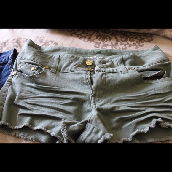 Army Green High Waisted Shorts
