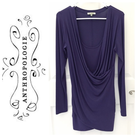 Anthropologie Petite Dress Purple Eggplant