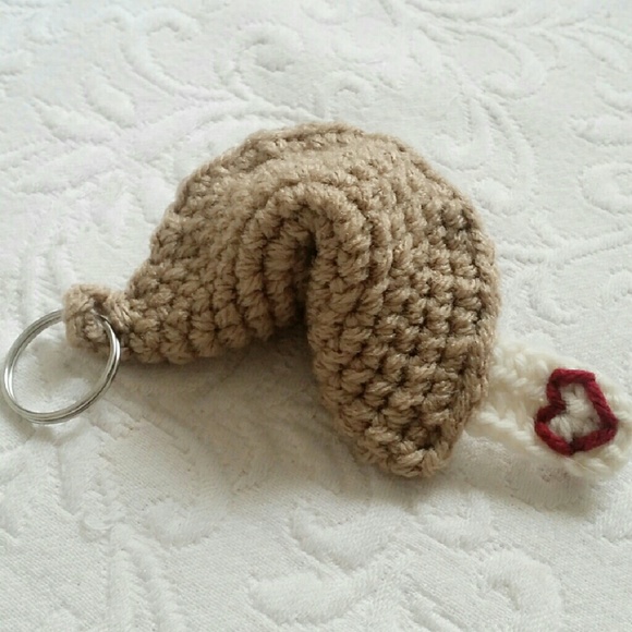 Love Fortune cookie crochet keychain/purse charm