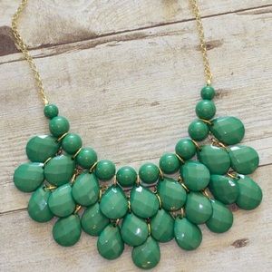 Green Teardrop Statement Necklace