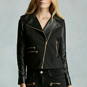 NWT True Religion black mix moto leather jacket