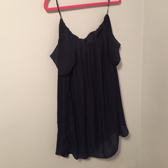 Navy off the shoulder flowy dress