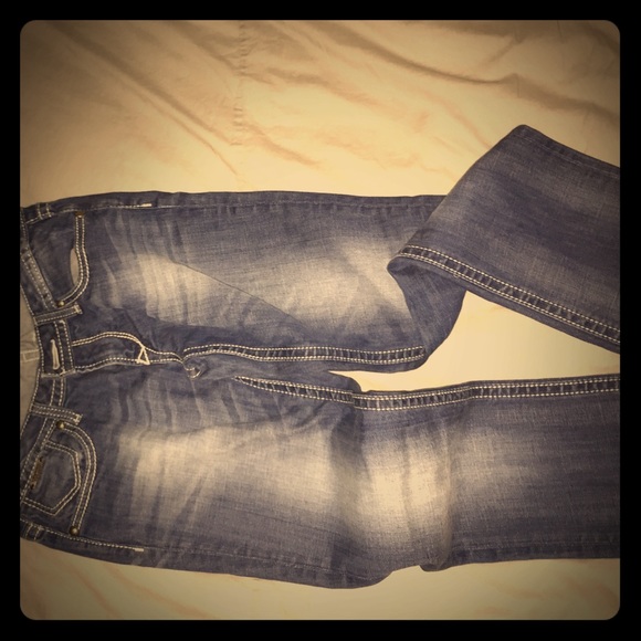 Express Bedrock 4R Skinny Blue Jeans