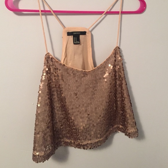Champagne sequin crop top