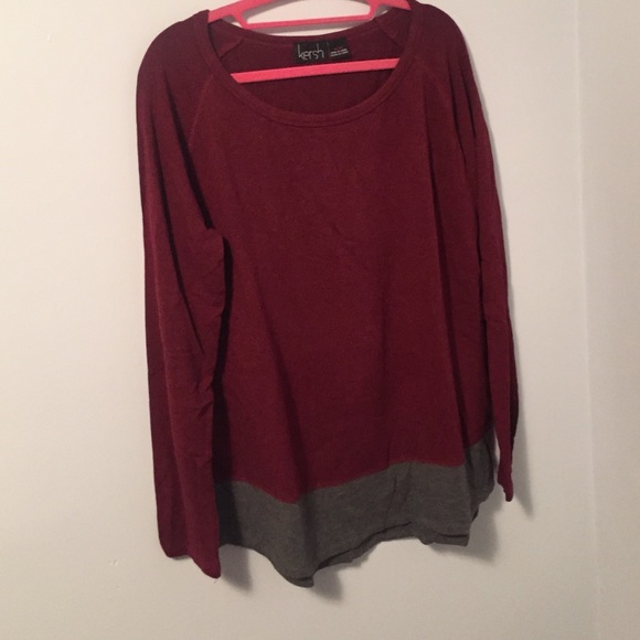 Red & grey  long sleeve shirt