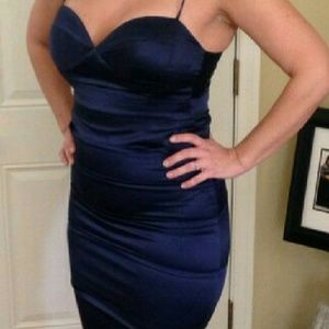 Blue satin cocktail dress